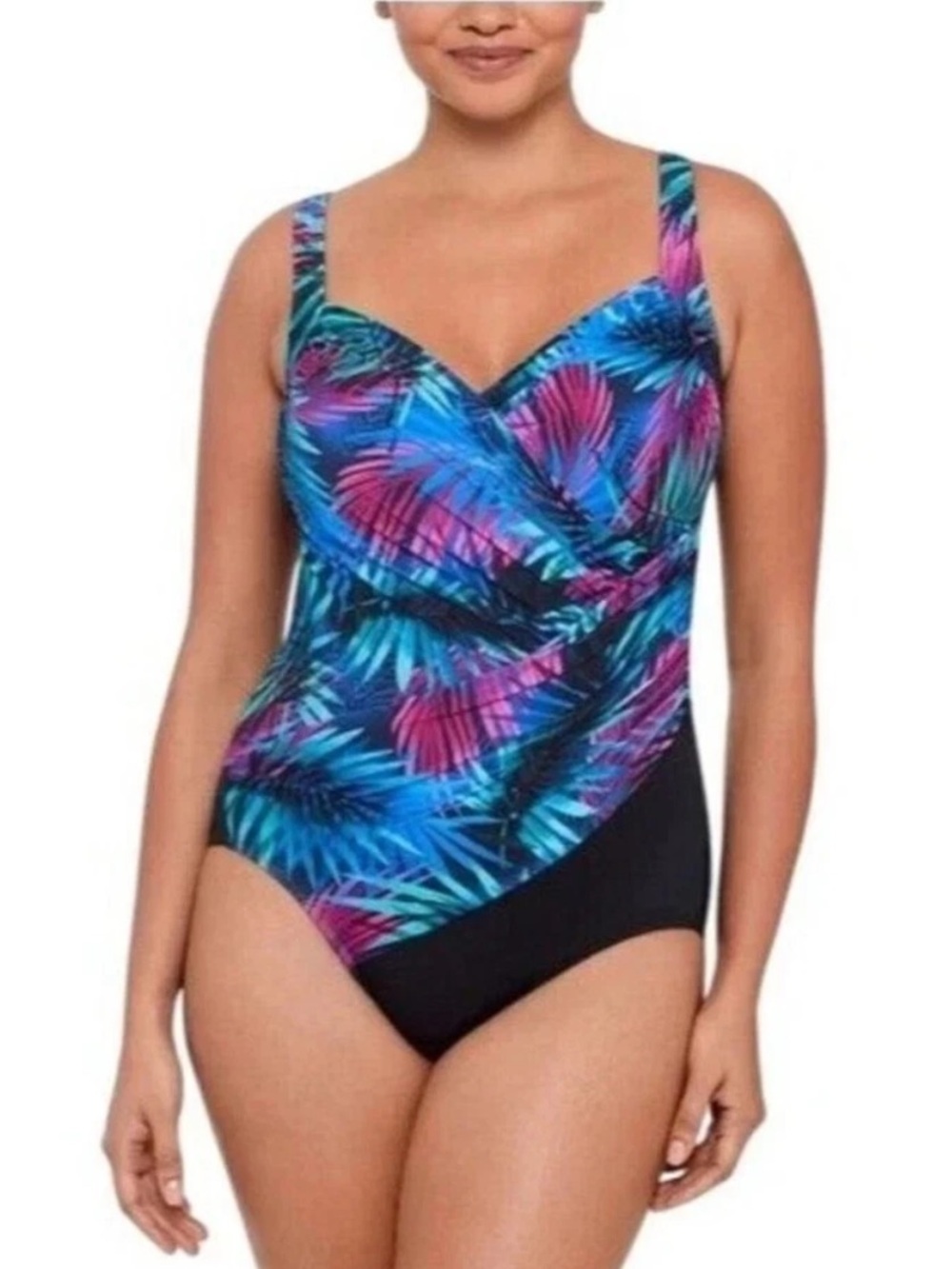 Miradonna by Miraclesuit Women's One-Piece Swimsuit Floral Purple Size 10